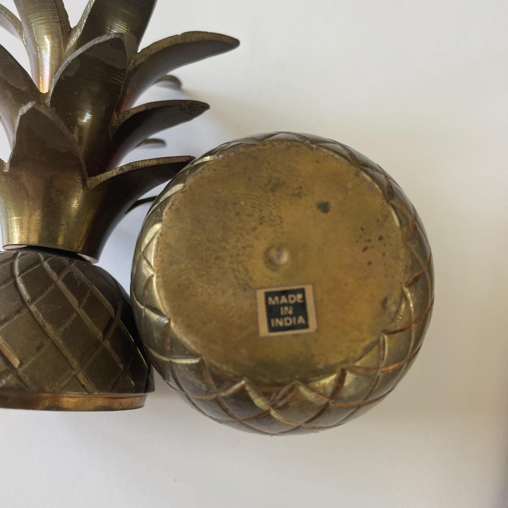 Brass‎ Pineapple Decor Lot *(1) Trinket Box (2) Napkin Rings Made in India - Picture 5 of 13